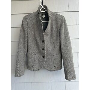 J.Crew Wool Herringbone Blazer‎ Black White Size M (Fits Small) Classic Jacket